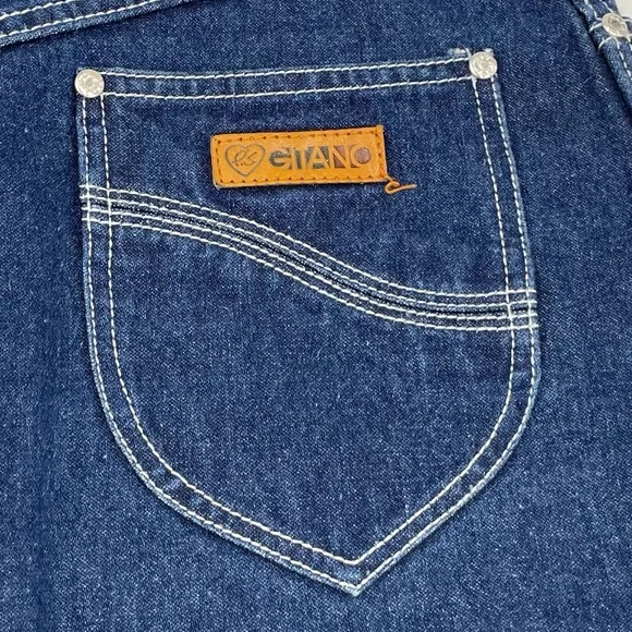 Vintage 1980s Gitano Women's Dark Wash Denim Midi Jean Skirt Split Back Hem - Picture 8 of 10